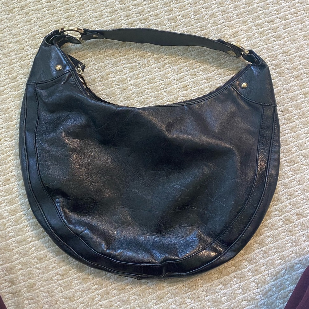 Gorgeous black leather authentic fendi hobo bag